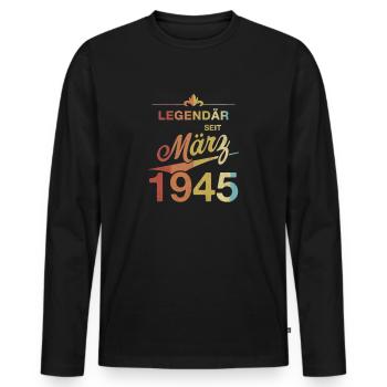 80th Birthday Legendary March 1945 Volume 45 - Men's Premium Organic Long Sleeve Shirt - black - Front - Nico (187cm)