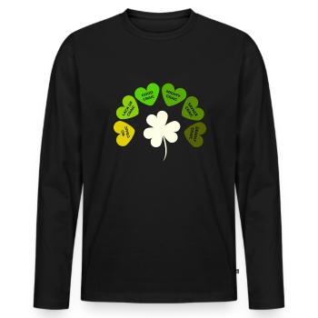 Trèfle de la Saint-Patrick - T-shirt manches longues Premium bio Homme - noir - Devant - Nico (187cm)