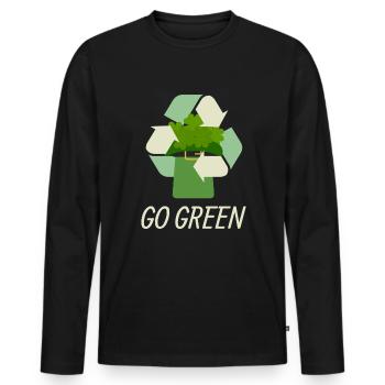 Go Green pour la Saint-Patrick - T-shirt manches longues Premium bio Homme - noir - Devant - Nico (187cm)