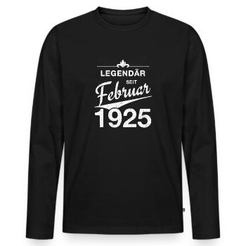 100ème Anniversaire Légendaire Février 1925 Volume 25 - T-shirt manches longues Premium bio Homme - noir - Devant - Nico (187cm)