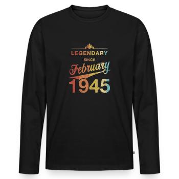 80th Birthday Legendary February 1945 Vintage 45 - Men's Premium Organic Long Sleeve Shirt - black - Front - Nico (187cm)