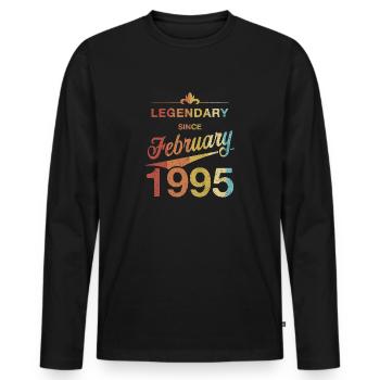 30th Birthday Legendary February 1995 Volume 95 - Men's Premium Organic Long Sleeve Shirt - black - Front - Nico (187cm)
