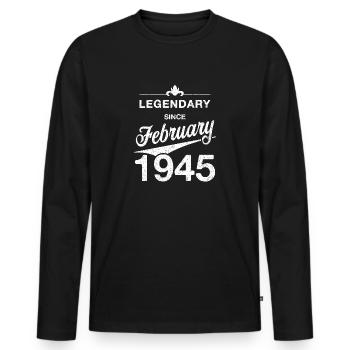 80th Birthday Legendary February 1945 Vintage 45 - Men's Premium Organic Long Sleeve Shirt - black - Front - Nico (187cm)