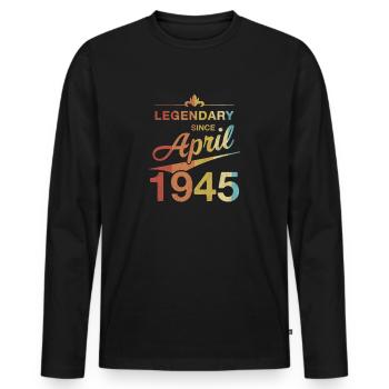 80th Birthday Legendary April 1945 Volume 45 - Men's Premium Organic Long Sleeve Shirt - black - Front - Nico (187cm)