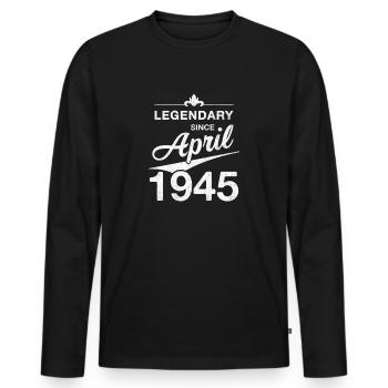 80th Birthday Legendary April 1945 Volume 45 - Men's Premium Organic Long Sleeve Shirt - black - Front - Nico (187cm)