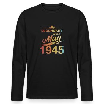 80th Birthday Legendary since May 1945 Volume 45 - Men's Premium Organic Long Sleeve Shirt - black - Front - Nico (187cm)