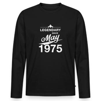 50th Birthday Legendary since May 1975 Volume 75 - Men's Premium Organic Long Sleeve Shirt - black - Front - Nico (187cm)