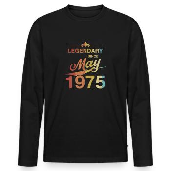 50th Birthday Legendary since May 1975 Volume 75 - Men's Premium Organic Long Sleeve Shirt - black - Front - Nico (187cm)