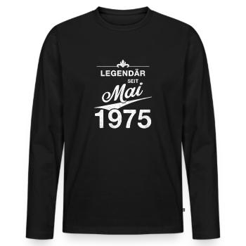 50th Birthday Legendary since May 1975 Volume 75 - Men's Premium Organic Long Sleeve Shirt - black - Front - Nico (187cm)