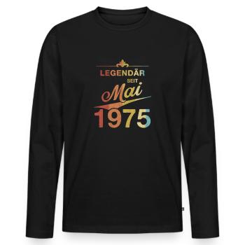 50th Birthday Legendary since May 1975 Volume 75 - Men's Premium Organic Long Sleeve Shirt - black - Front - Nico (187cm)