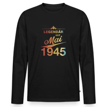 80th Birthday Legendary since May 1945 Volume 45 - Men's Premium Organic Long Sleeve Shirt - black - Front - Nico (187cm)