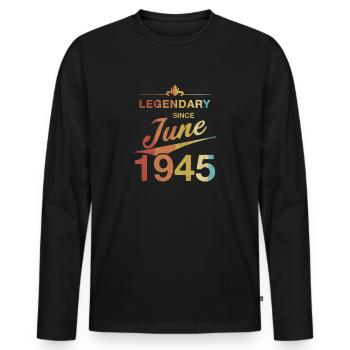 80th Birthday Legendary since June 1945 Volume 45 - Men's Premium Organic Long Sleeve Shirt - black - Front - Nico (187cm)