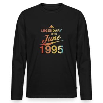 30th Birthday Legendary since June 1995 Born in '95 - Men's Premium Organic Long Sleeve Shirt - black - Front - Nico (187cm)