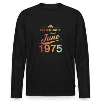 50th Birthday Legendary since June 1975 Volume 75 - Men's Premium Organic Long Sleeve Shirt - black - Front - Nico (187cm)