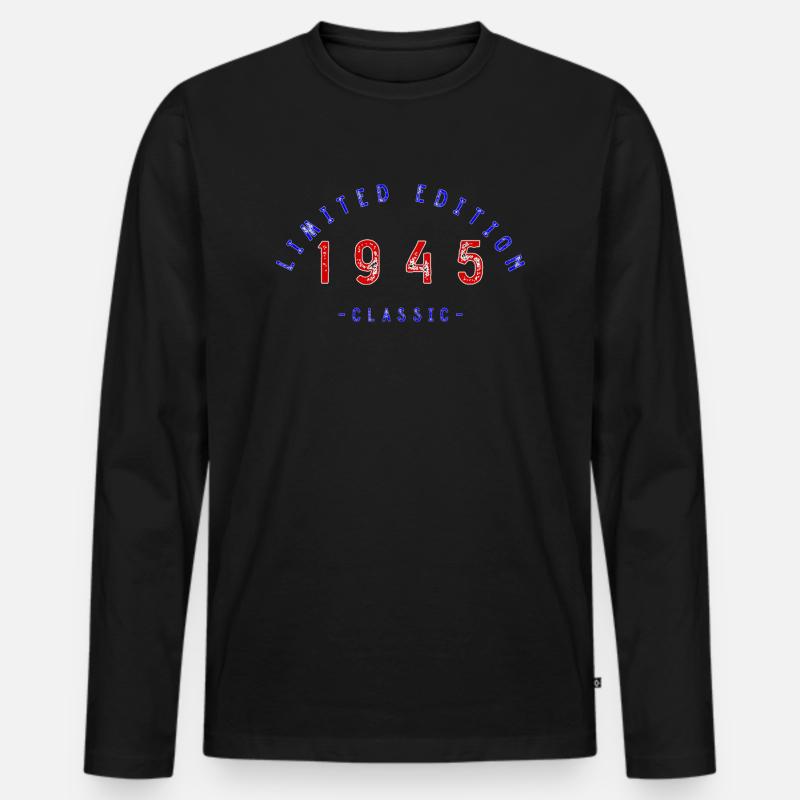 1945, Limited Edition - Männer Premium Bio Langarmshirt - Schwarz
