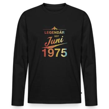 50th Birthday Legendary since June 1975 Volume 75 - Men's Premium Organic Long Sleeve Shirt - black - Front - Nico (187cm)