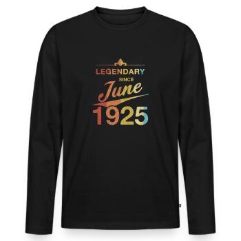 100e anniversaire Légendaire depuis juin 1925 - T-shirt manches longues Premium bio Homme - noir - Devant - Nico (187cm)