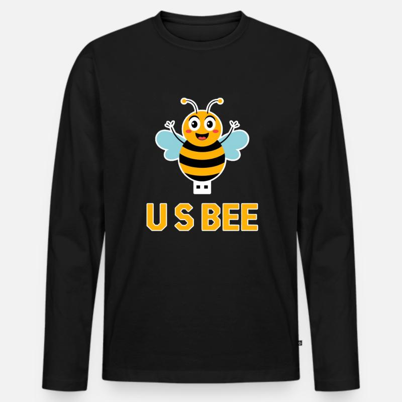 USBEE Biene Mit USB Stick - Männer Premium Bio Langarmshirt - Schwarz