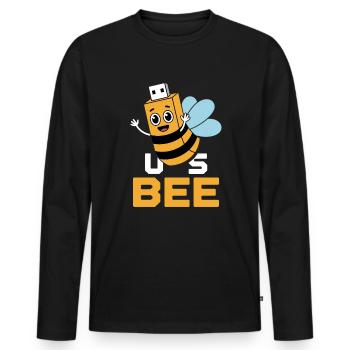 USBEE Bee avec clé USB - T-shirt manches longues Premium bio Homme - noir - Devant - Nico (187cm)
