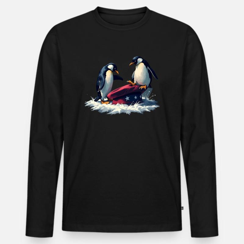 Resist Penguin Grunge Protest - Männer Premium Bio Langarmshirt - Schwarz
