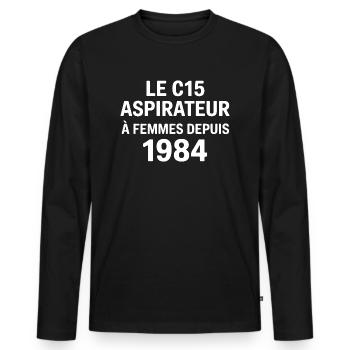 Le c15 aspirateur à femmes cadeau c15 du seigneur - T-shirt manches longues Premium bio Homme - noir - Devant - Nico (187cm)