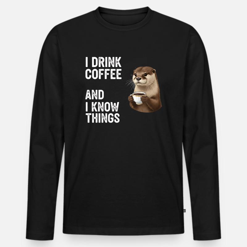 Kaffee Coffeeshop - Männer Premium Bio Langarmshirt - Schwarz