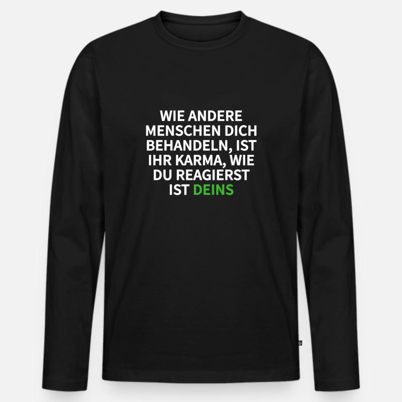 Karma - Männer Premium Bio Langarmshirt - Schwarz