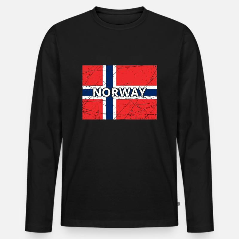 Norwegen - Männer Premium Bio Langarmshirt - Schwarz