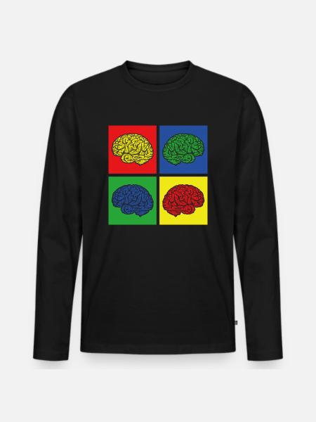 brain - Men's Premium Organic Long Sleeve Shirt - black