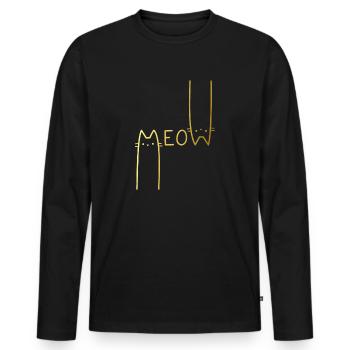 Meow! - Men's Premium Organic Long Sleeve Shirt - black - Front - Nico (187cm)