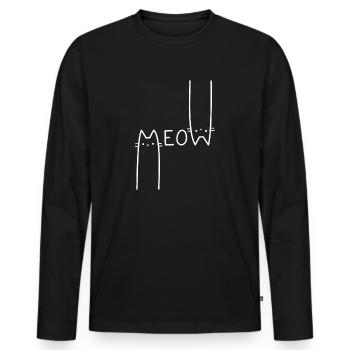 Meow! - Men's Premium Organic Long Sleeve Shirt - black - Front - Nico (187cm)