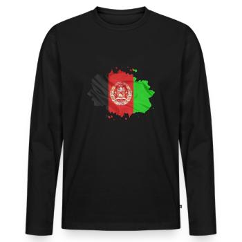 Drapeau afghan - T-shirt manches longues Premium bio Homme - noir - Devant - Nico (187cm)