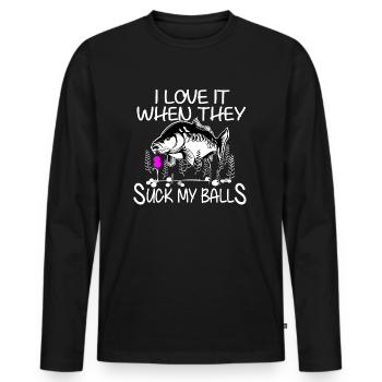 Carp anglers gift carp fishing carp fishing - Men's Premium Organic Long Sleeve Shirt - black - Front - Nico (187cm)