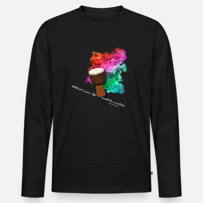 Djembe - Männer Premium Bio Langarmshirt - Schwarz