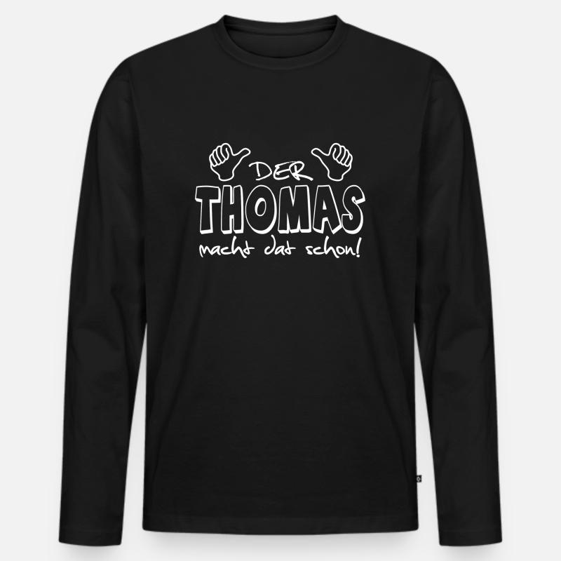 Thomas - Männer Premium Bio Langarmshirt - Schwarz