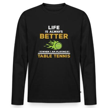Tennis de table tennis de table - T-shirt manches longues Premium bio Homme - noir - Devant - Nico (187cm)