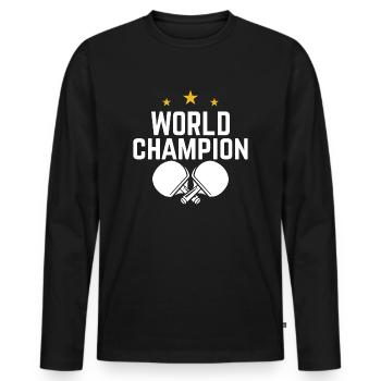 Tennis de table tennis de table - T-shirt manches longues Premium bio Homme - noir - Devant - Nico (187cm)