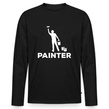 Peintre peintre - T-shirt manches longues Premium bio Homme - noir - Devant - Nico (187cm)