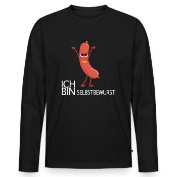 Sausage Sausage Self-Confidence Motivation - Men's Premium Organic Long Sleeve Shirt - black - Front - Nico (187cm)