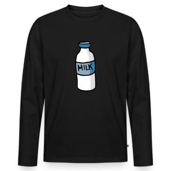 milk - Men's Premium Organic Long Sleeve Shirt - black - Front - Nico (187cm)