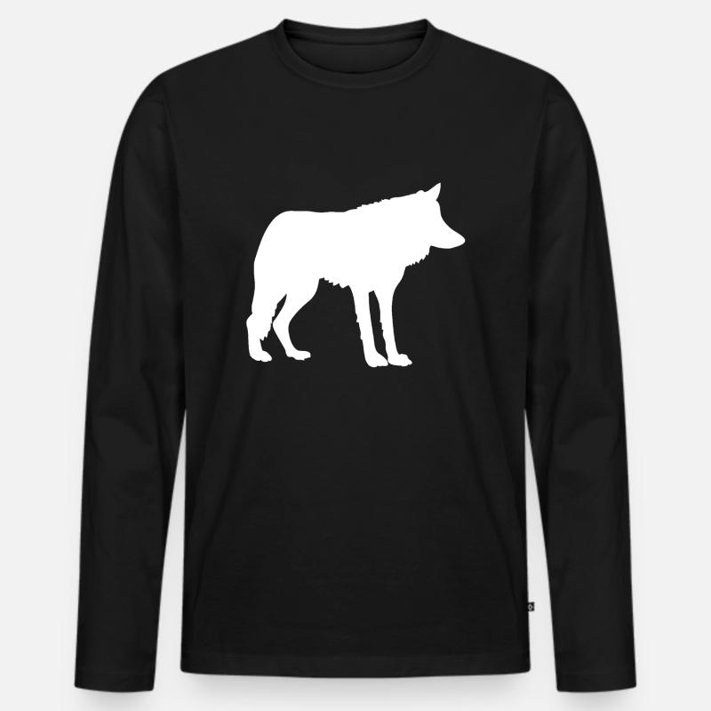 wolf Wolf Rudel Wolfsrudel - Männer Premium Bio Langarmshirt - Schwarz