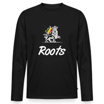 Roots Reggae Lion Rasta - Männer Premium Bio Langarmshirt - Schwarz - Vorne - Nico (187cm)