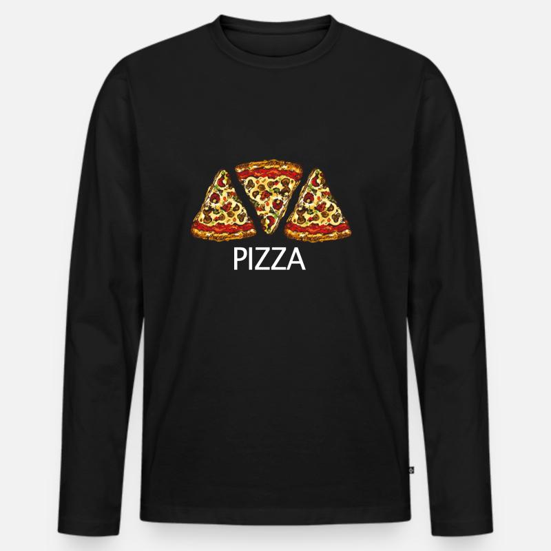 Pizza - Männer Premium Bio Langarmshirt - Schwarz