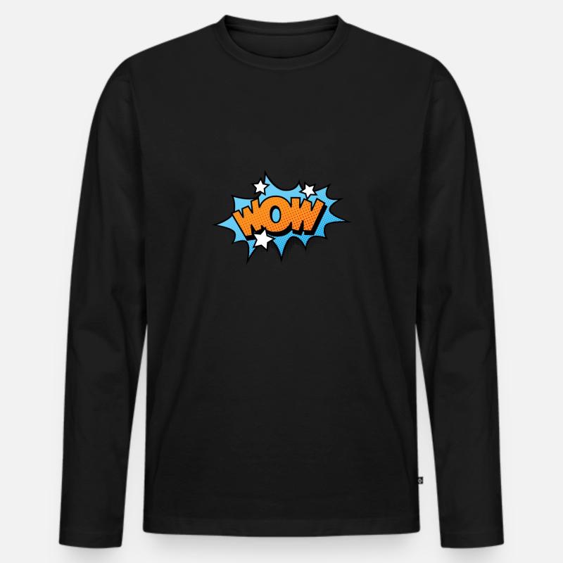 Comic Comicstyle Comic Strip WOW - Men's Premium Organic Long Sleeve Shirt - black