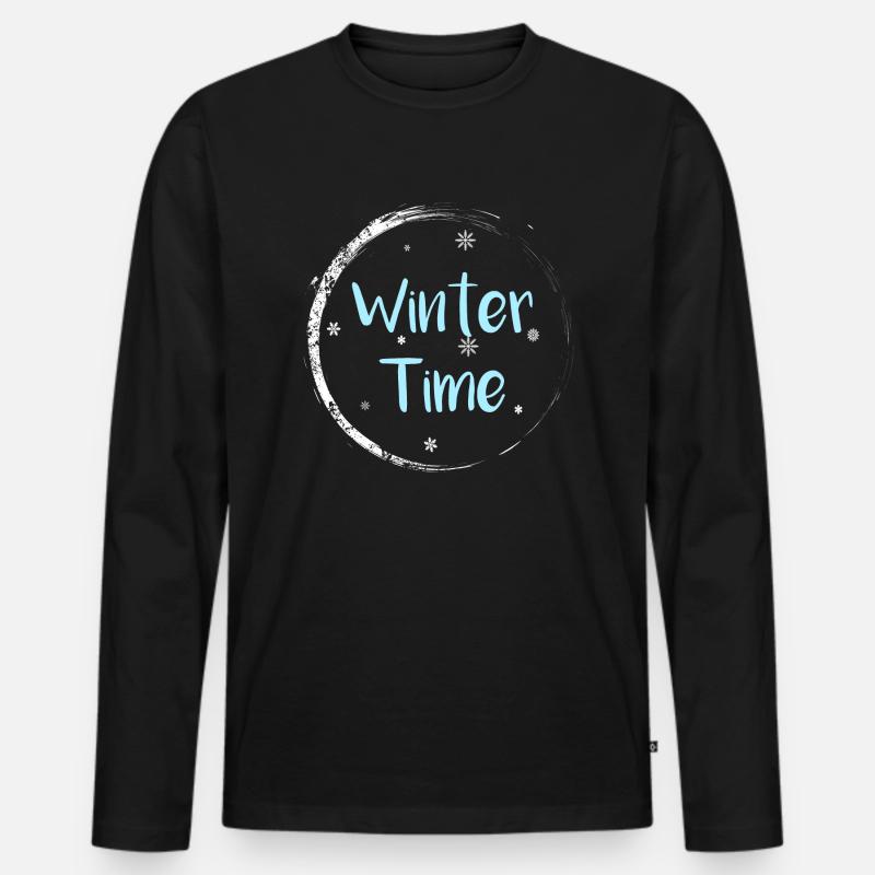 Winter Time - Männer Premium Bio Langarmshirt - Schwarz