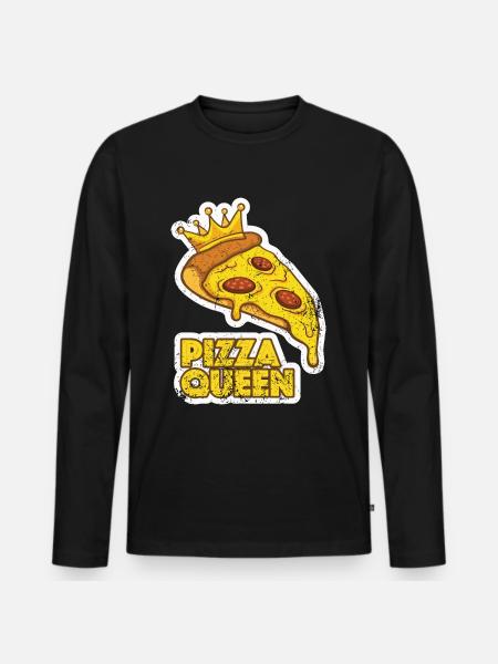 Königin-Pizza-Grafik - Männer Premium Bio Langarmshirt - Schwarz