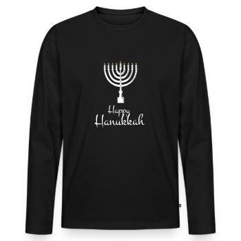 Hanukkah Judaism Jews Jewish jew Hanukah - Men's Premium Organic Long Sleeve Shirt - black - Front - Nico (187cm)