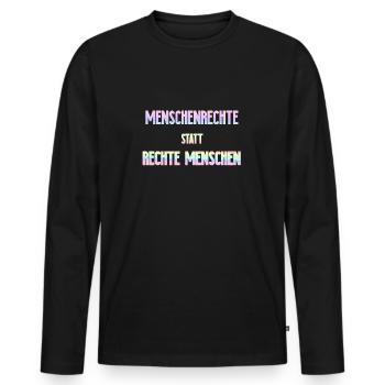 Droits de l’homme | L’idée de cadeau contre les nazis Antifa - T-shirt manches longues Premium bio Homme - noir - Devant - Nico (187cm)