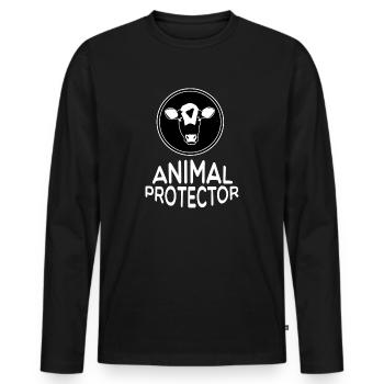 Animal Protector / Vegan - T-shirt manches longues Premium bio Homme - noir - Devant - Nico (187cm)