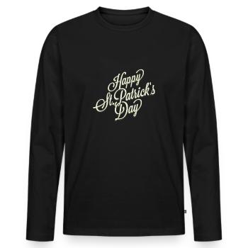 St. Patrick's Day Green Irlande Irlande Heureux Heureux - T-shirt manches longues Premium bio Homme - noir - Devant - Nico (187cm)